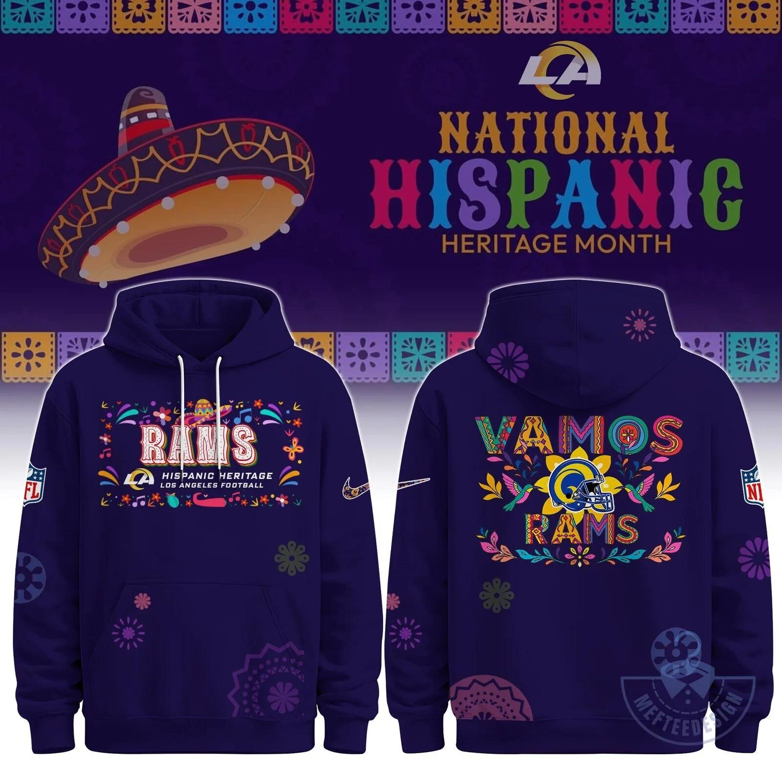 Los Angeles Rams National Hispanic Heritage Month Football Hoodie 1 Los Angeles Rams National Hispanic Heritage Month Football Hoodie
