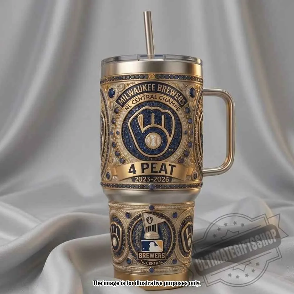 Milwaukee Brewers NL Central Champs 4-Peat 40oz Tumbler 5 Milwaukee Brewers NL Central Champs 4-Peat 40oz Tumbler