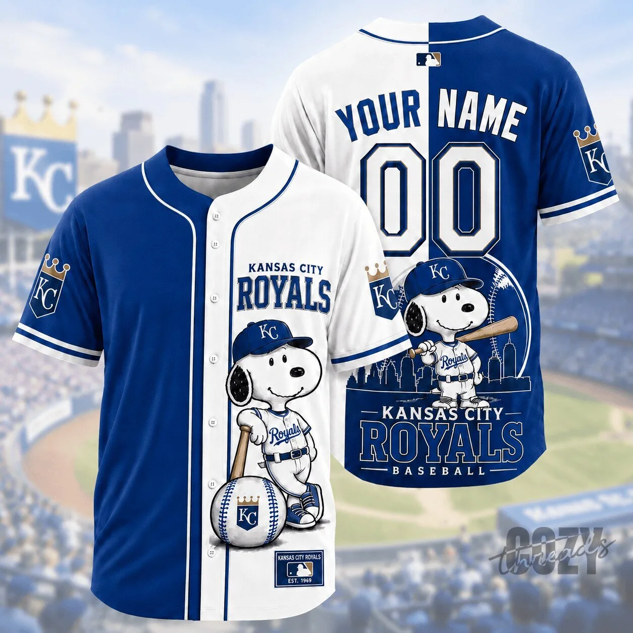 Kansas City Royals MLB Baseball Snoopy Personalized Jersey for Fans