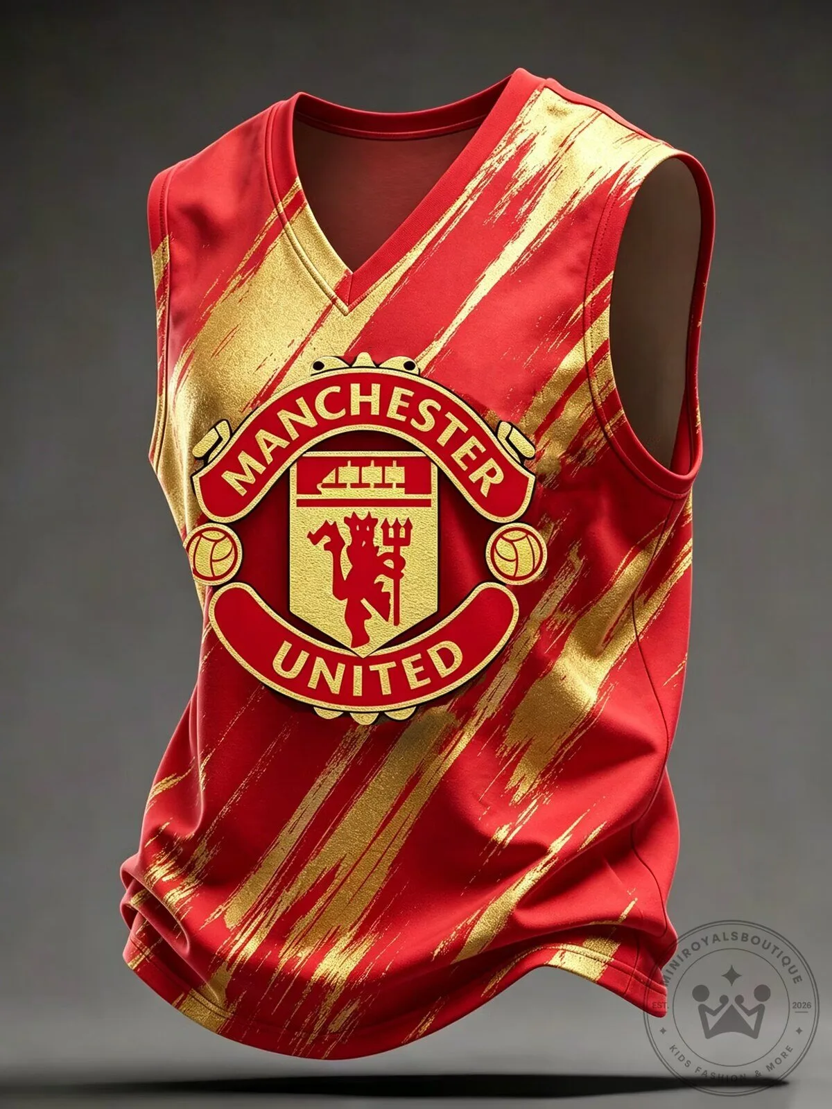 Manchester United Football Club Red and Gold Abstract Tank Top