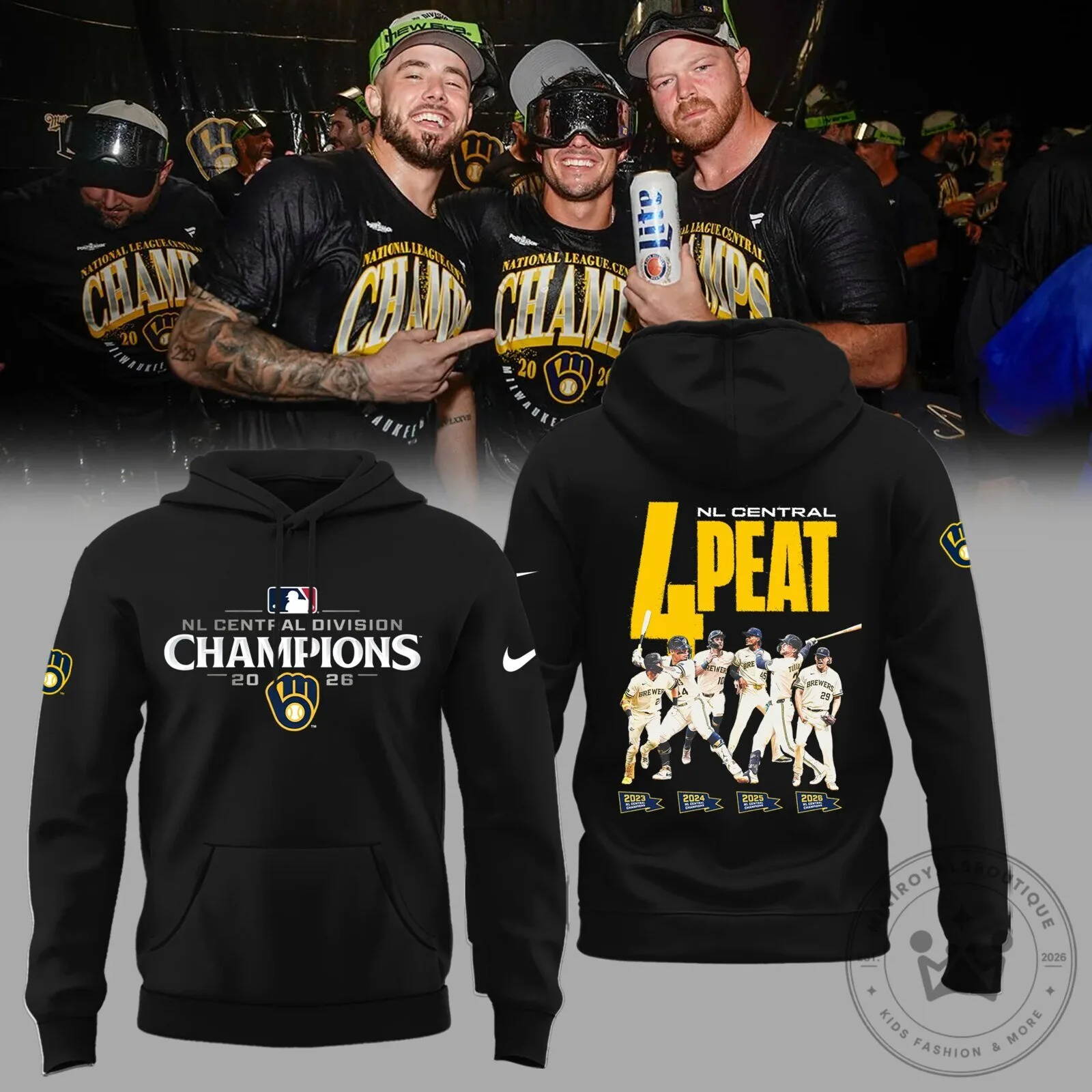 Hoodie Commemorating the Milwaukee Brewers 2026 NL Central Division Championship