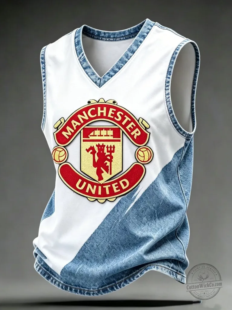 Manchester United Football Club Denim Print Tank Top for Men 24 Manchester United Football Club Denim Print Tank Top for Men