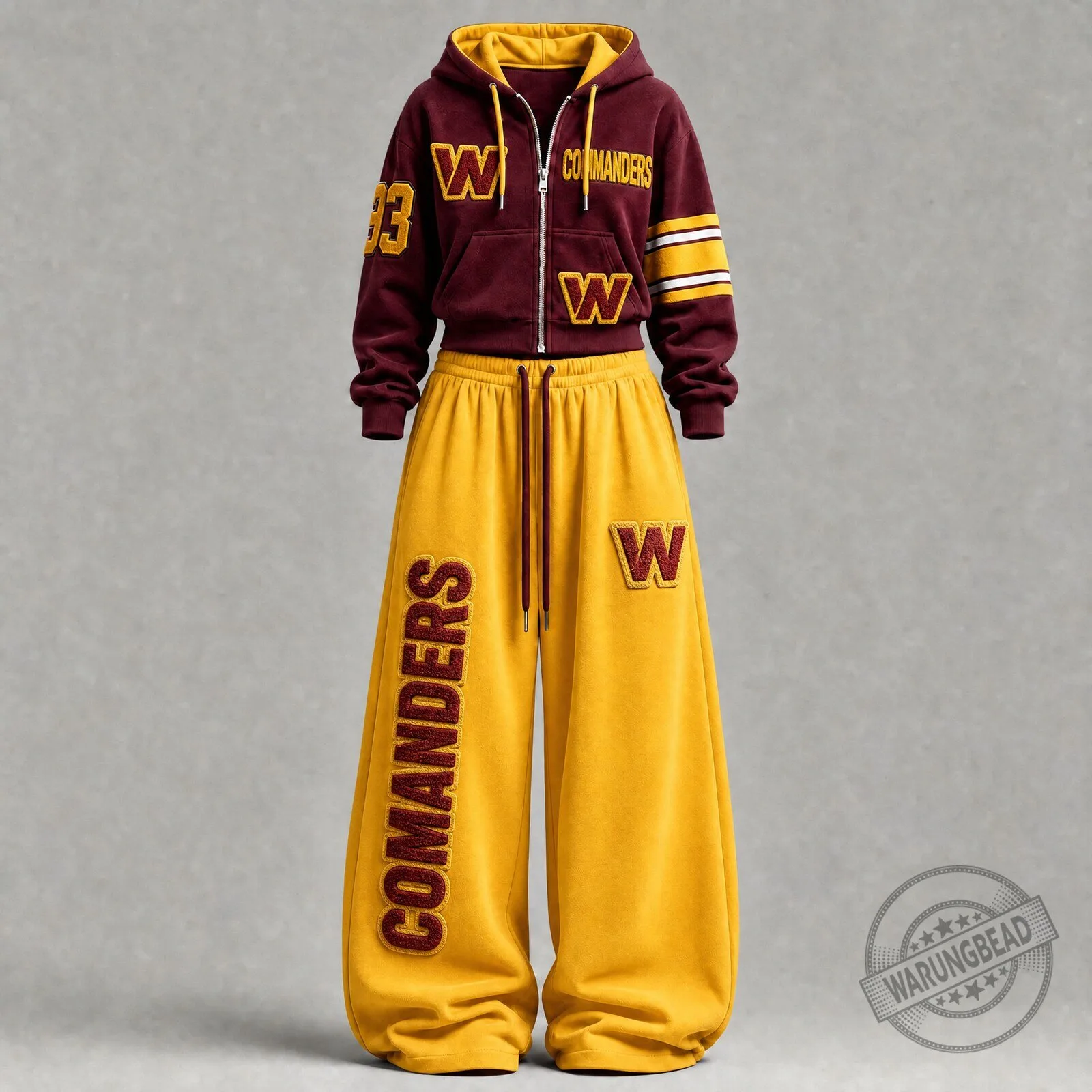 Washington Commanders Maroon and Gold Embroidered Hoodie and Sweatpants Set