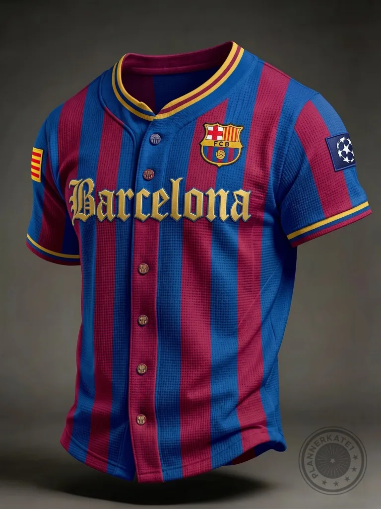 FC Barcelona Baseball Jersey Men's Football Club Fan Apparel 24 FC Barcelona Baseball Jersey Men's Football Club Fan Apparel