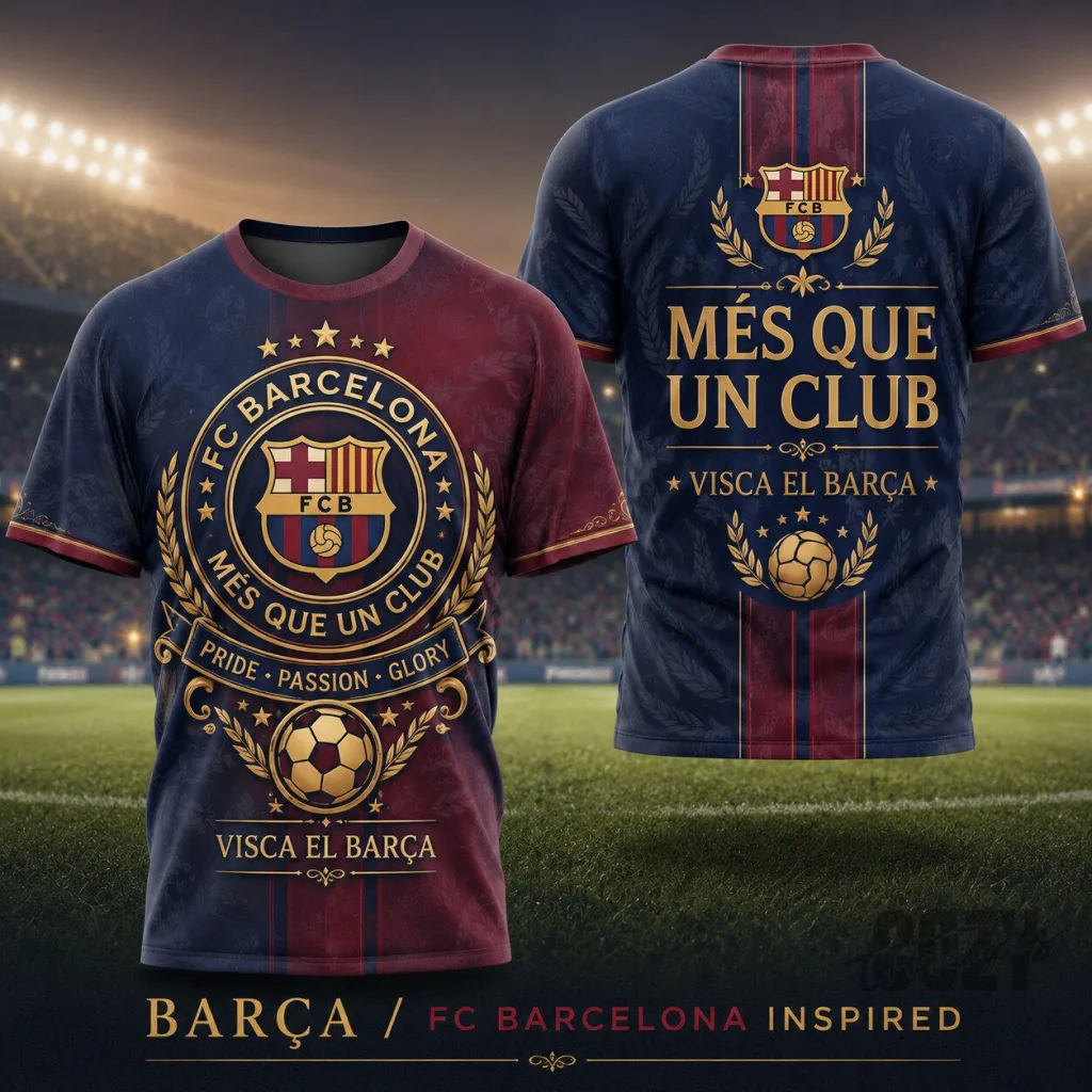 FC Barcelona Mes Que Un Club Pride Passion Glory Football Jersey FC Barcelona Mes Que Un Club Pride Passion Glory Football Jersey