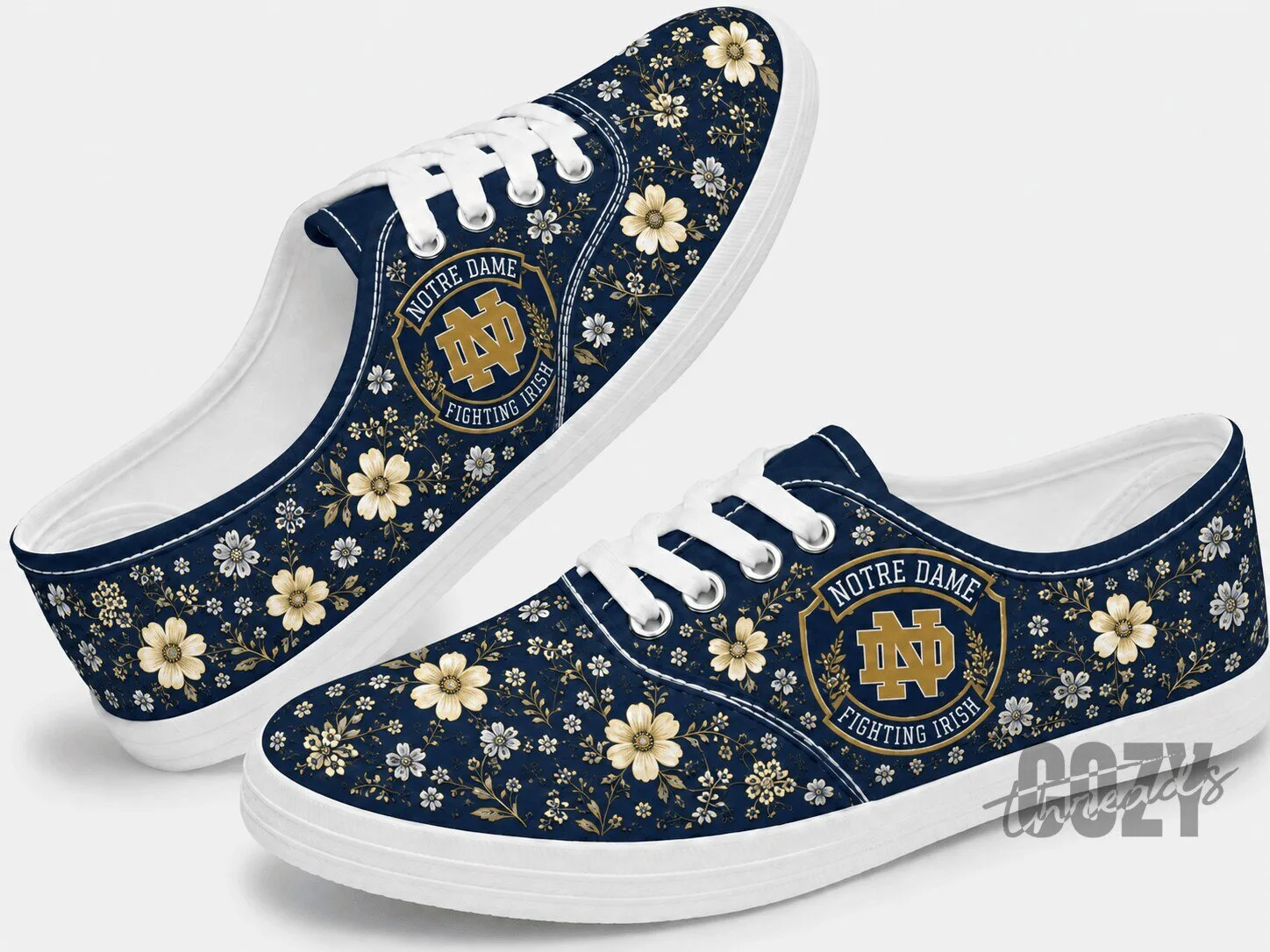 Notre Dame Fighting Irish Floral Pattern Low Top Lace-Up Shoes