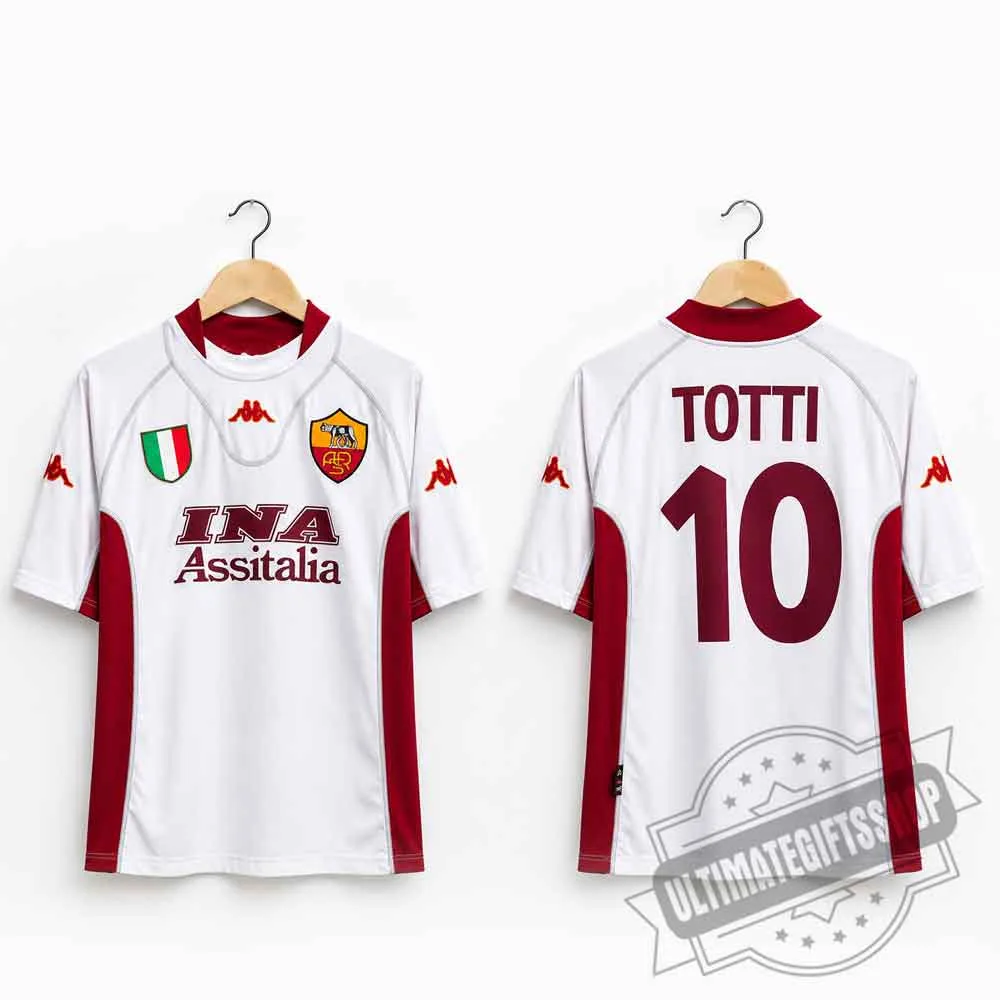 Retro AS Roma 2001-2002 Away Jersey #10 Totti INA Assitalia Vintage Soccer Shirt Retro AS Roma 2001-2002 Away Jersey #10 Totti INA Assitalia Vintage Soccer Shirt