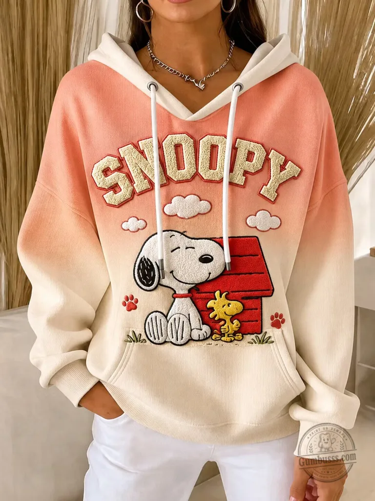 Snoopy Embroidered Ombre Gradient Pullover Hoodie 15 Snoopy Embroidered Ombre Gradient Pullover Hoodie