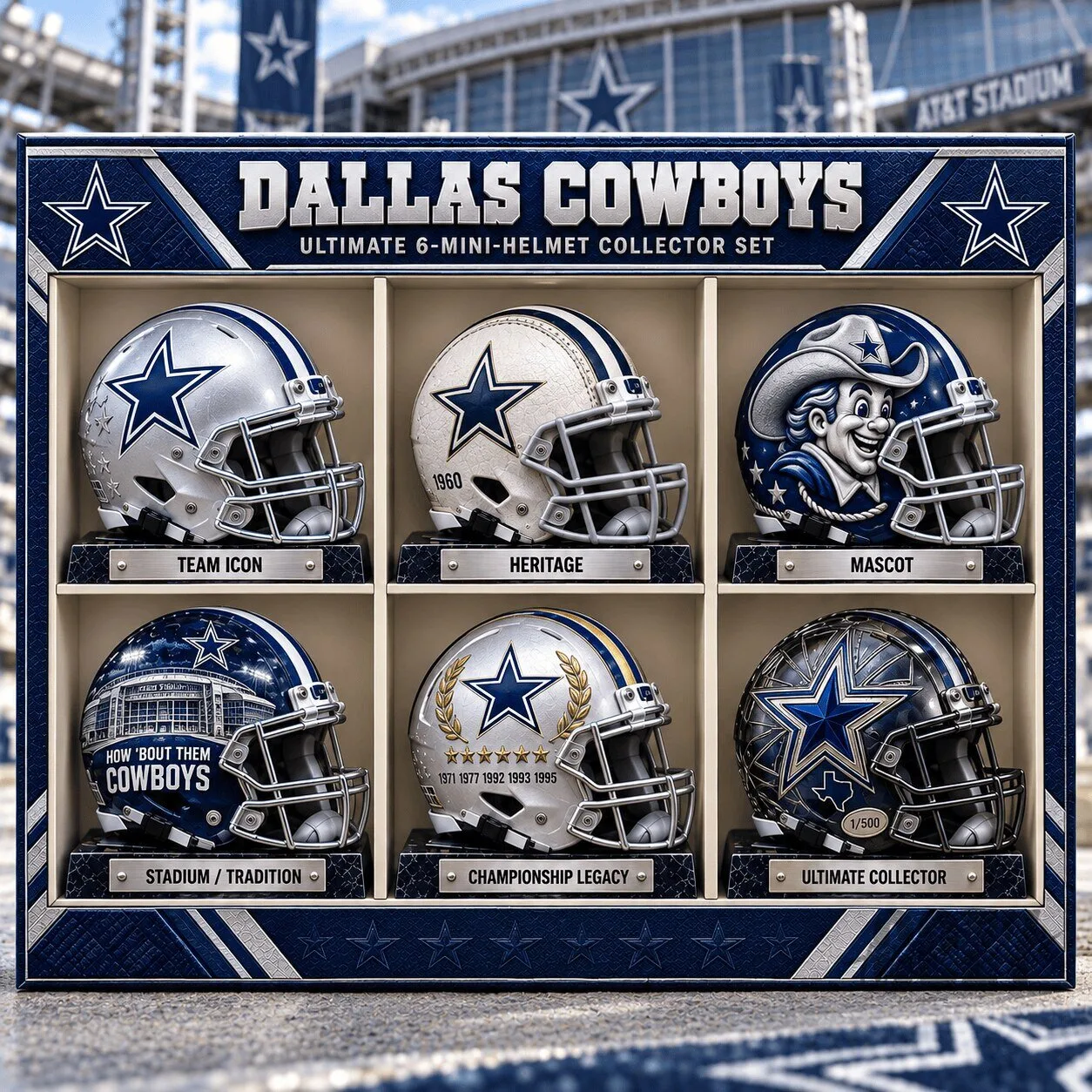 Dallas Cowboys Ultimate 6 Mini Helmet Collector Set NFL Football Team Collection