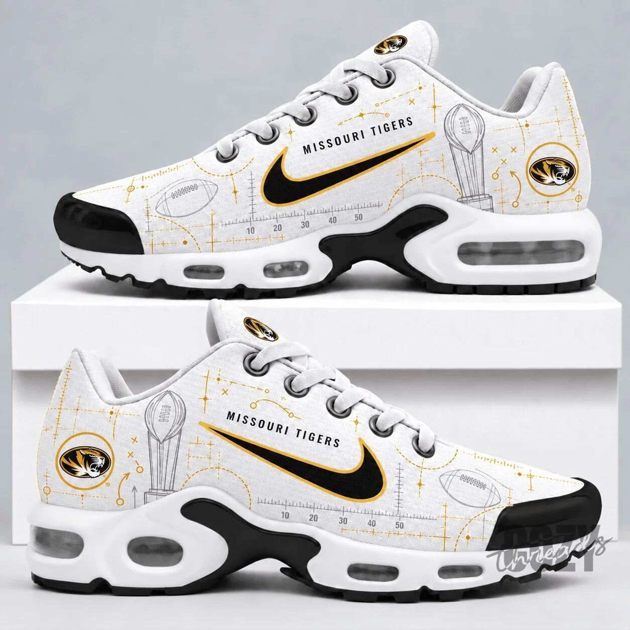 Missouri Tigers NCAA Playbook Pattern White Running Shoes