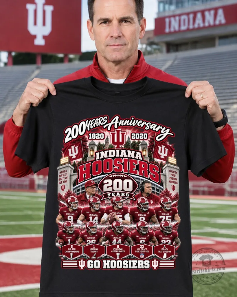 Indiana Hoosiers 200th Anniversary Football Team Black T-Shirt
