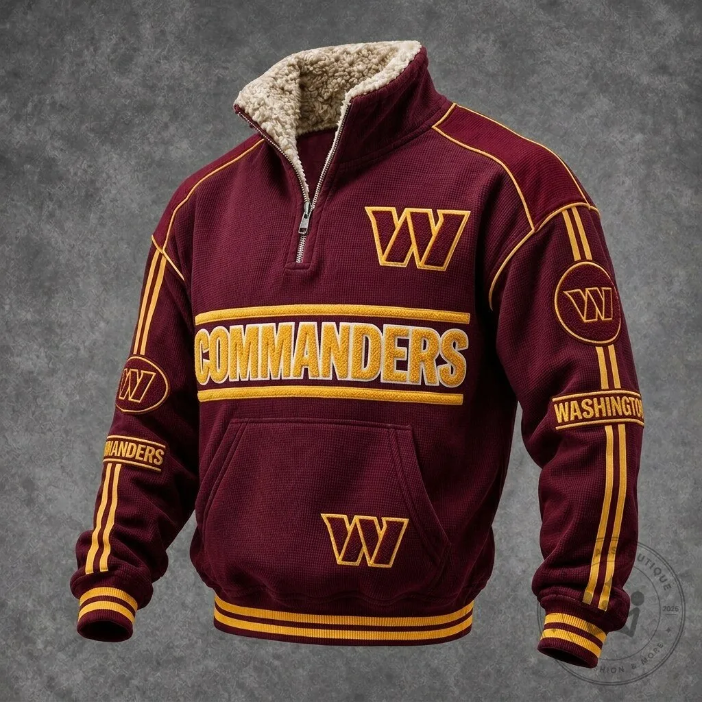 Washington Commanders Maroon and Gold Quarter-Zip Pullover Jacket