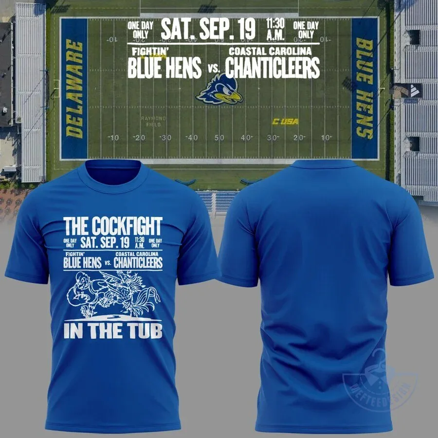 Delaware Fightin' Blue Hens vs. Coastal Carolina Chanticleers Football T-Shirt 3 Delaware Fightin