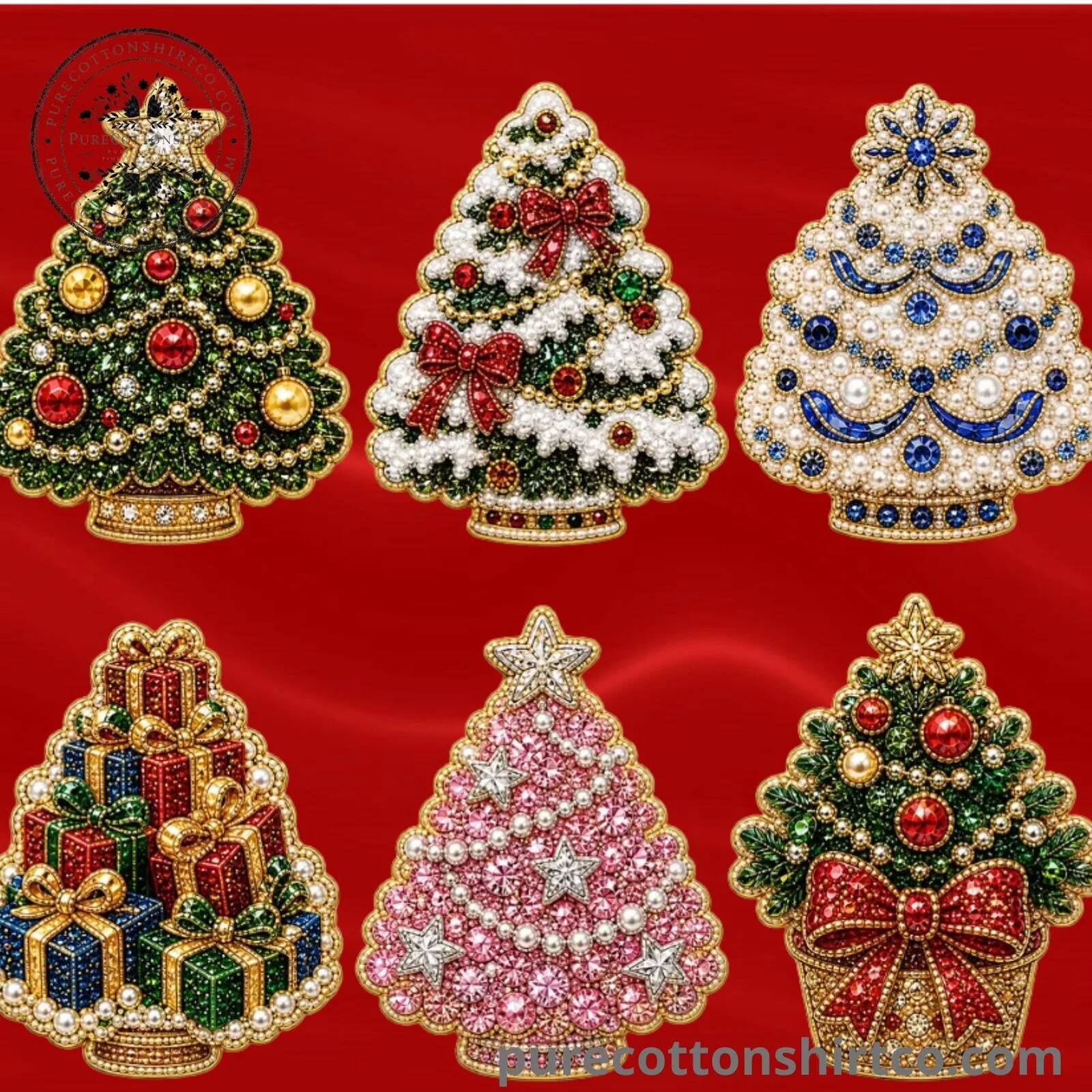 6pcs DIY Colorful Tree Ornaments Pearls Diamond Painting Fridge Magnet Christmas Decor
