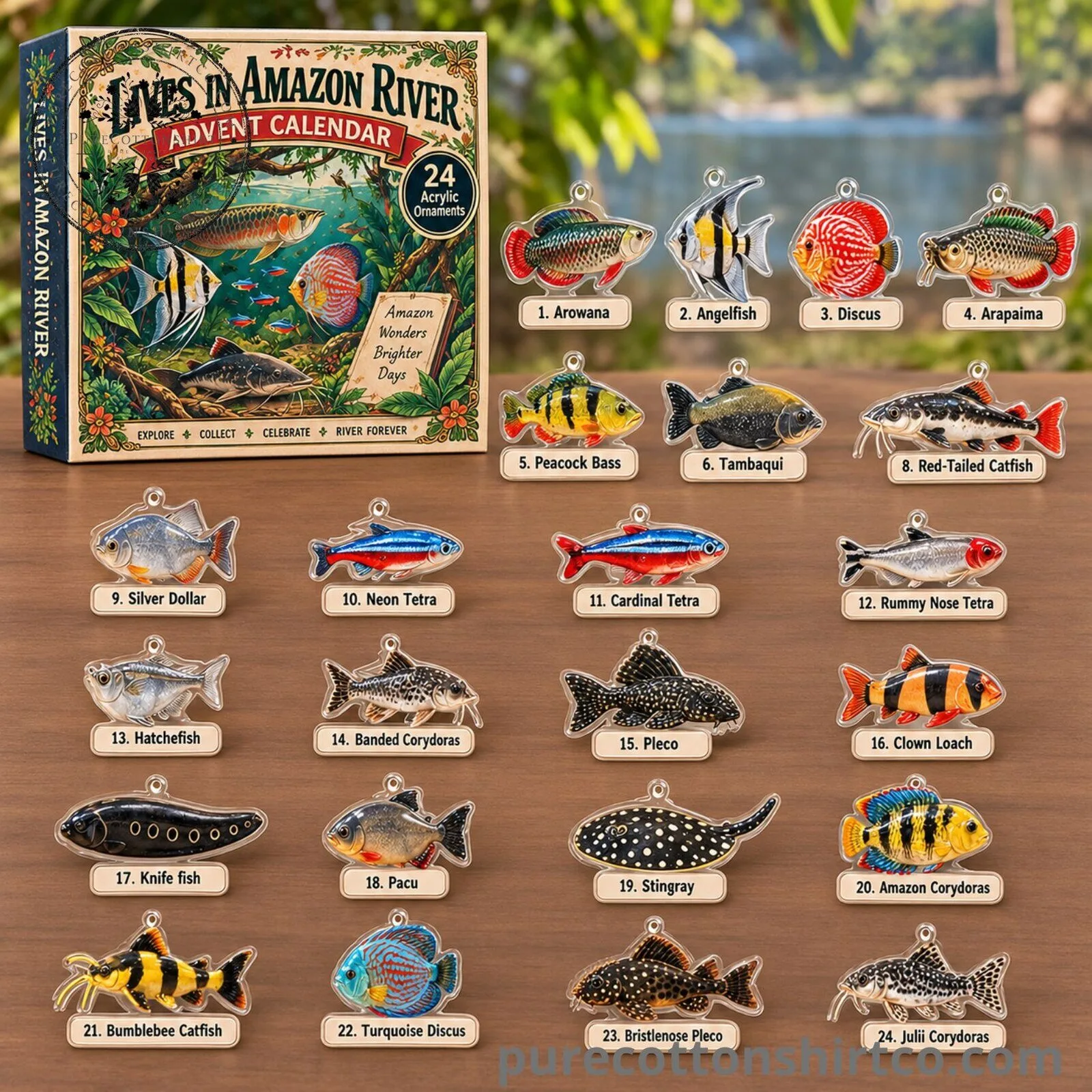 Lives in Amazon River Advent Calendar 2026 - 24 2D Flat Acrylic Ornaments Set 6 Lives in Amazon River Advent Calendar 2026 - 24 2D Flat Acrylic Ornaments Set