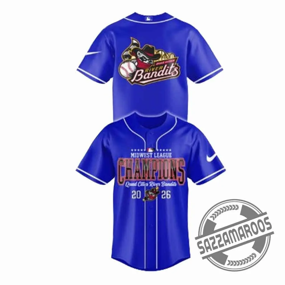 Quad Cities River Bandits 2026 Midwest League Champions Baseball Jersey 3 Quad Cities River Bandits 2026 Midwest League Champions Baseball Jersey
