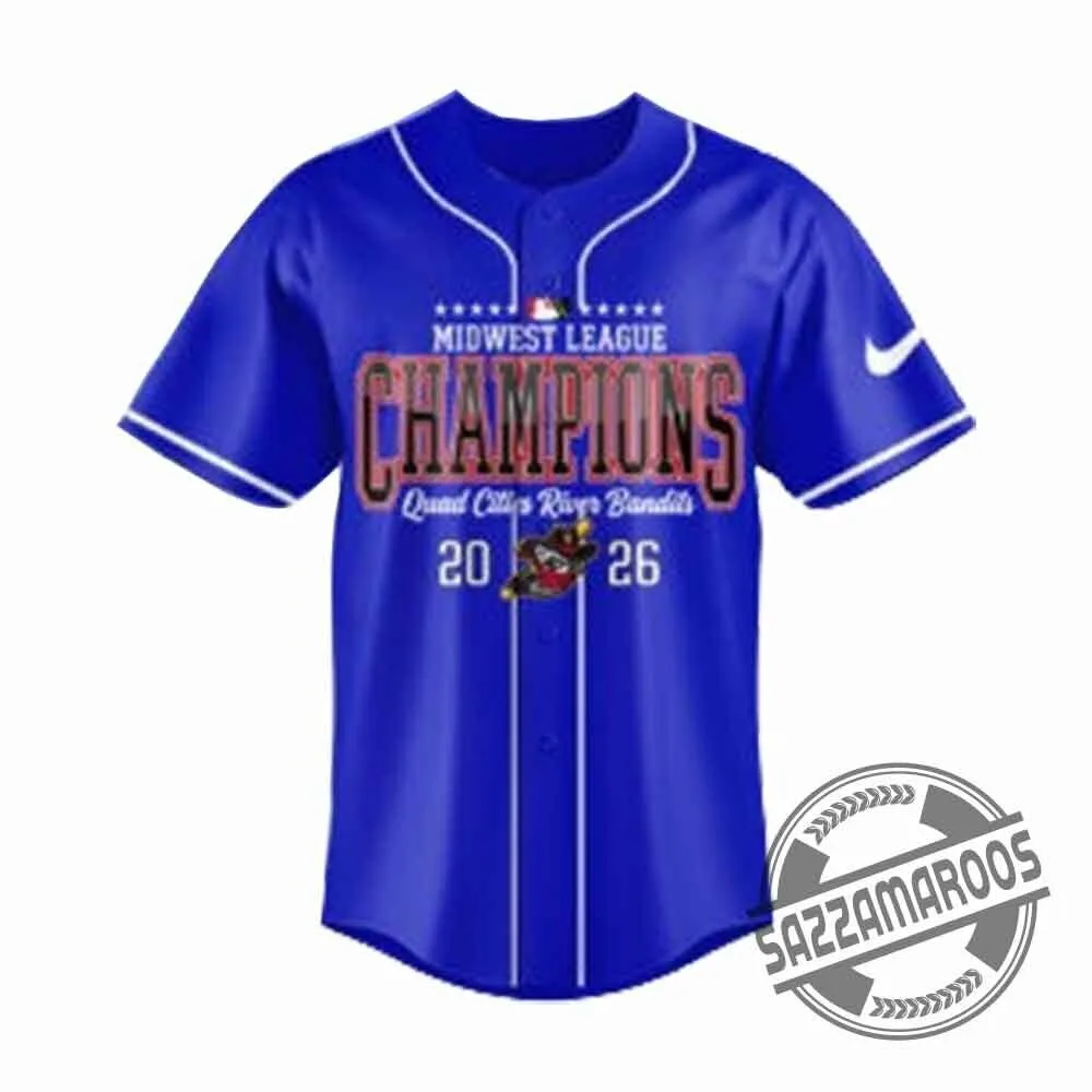 Quad Cities River Bandits 2026 Midwest League Champions Baseball Jersey 5 Quad Cities River Bandits 2026 Midwest League Champions Baseball Jersey