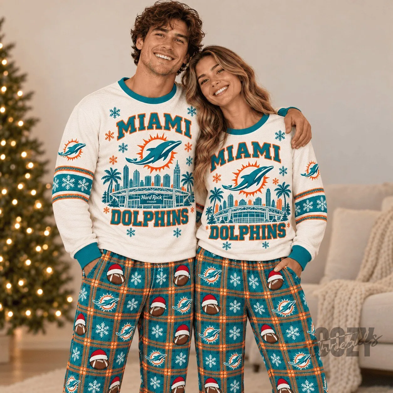 Miami Dolphins National Football League Christmas Ugly Sweater Pajamas Set