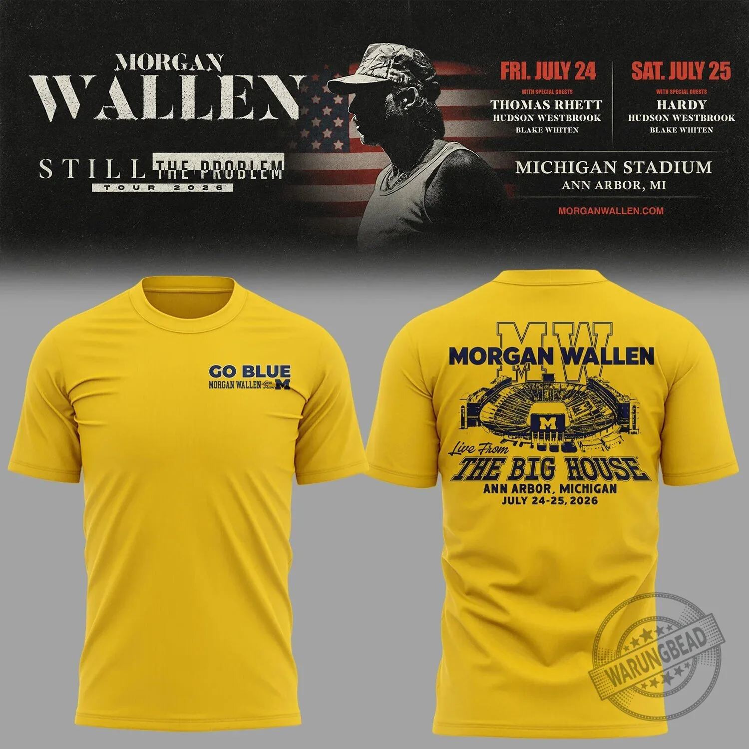 Ann Arbor T-Shirt for Morgan Wallen's Still The Problem Tour at Michigan Stadium