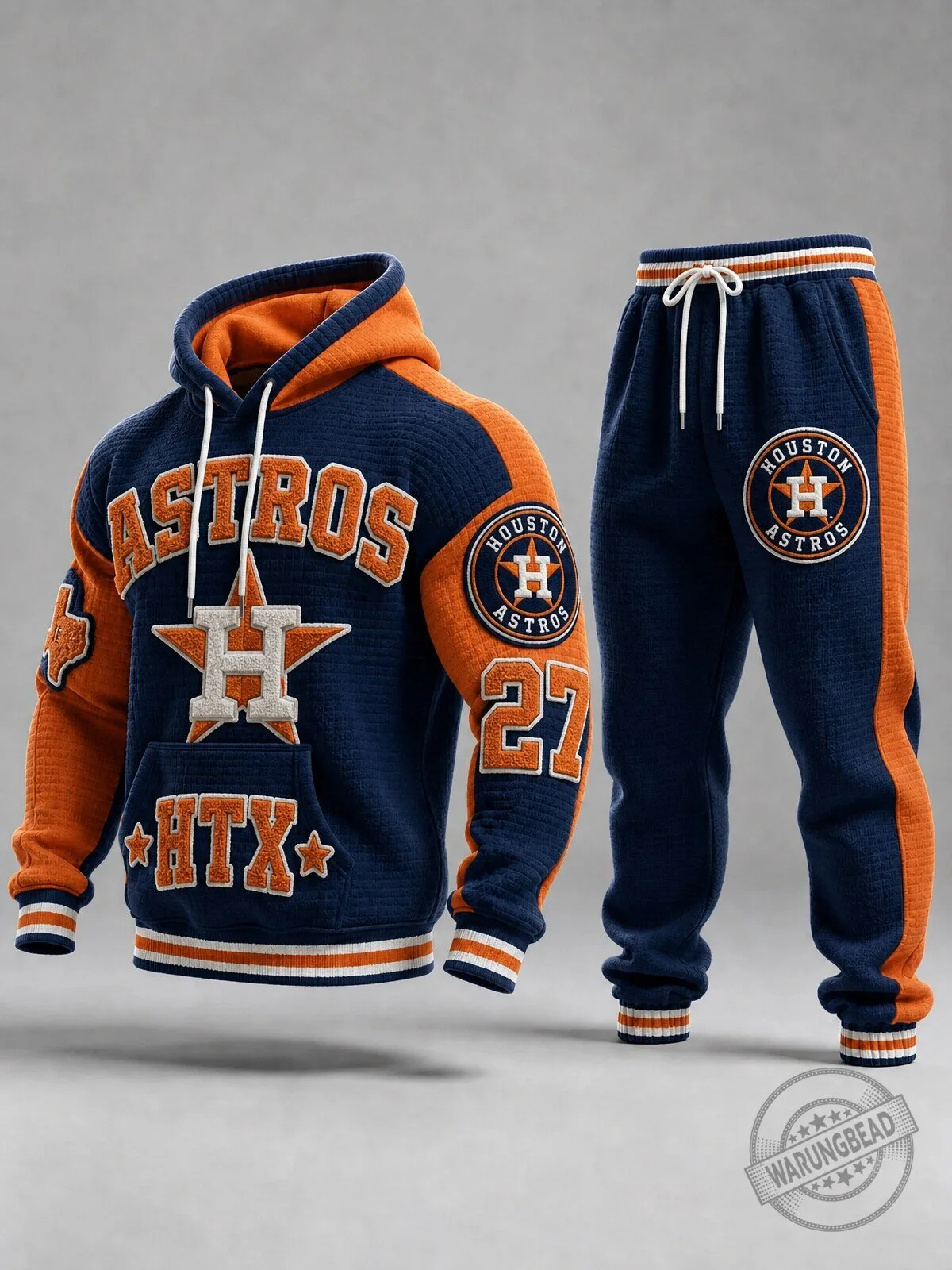 Houston Astros Baseball Waffle Knit Hoodie and Sweatpants Set