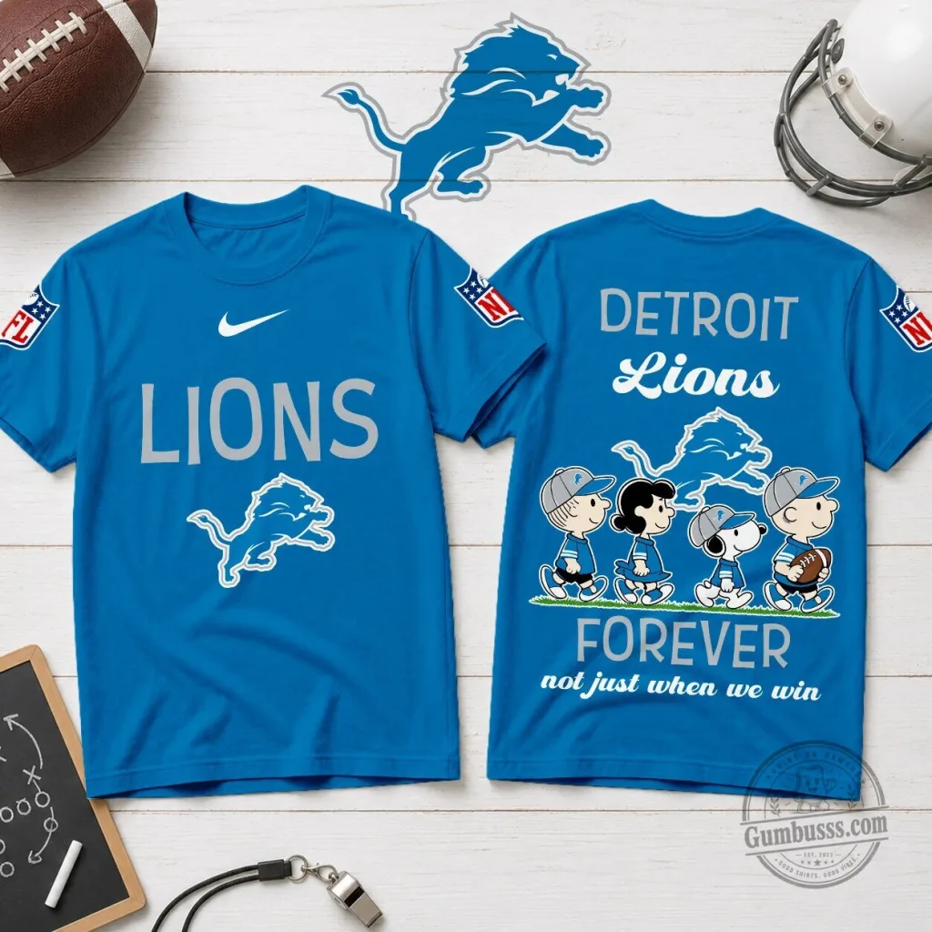 Detroit Lions Football Peanuts Forever Fan T-Shirt