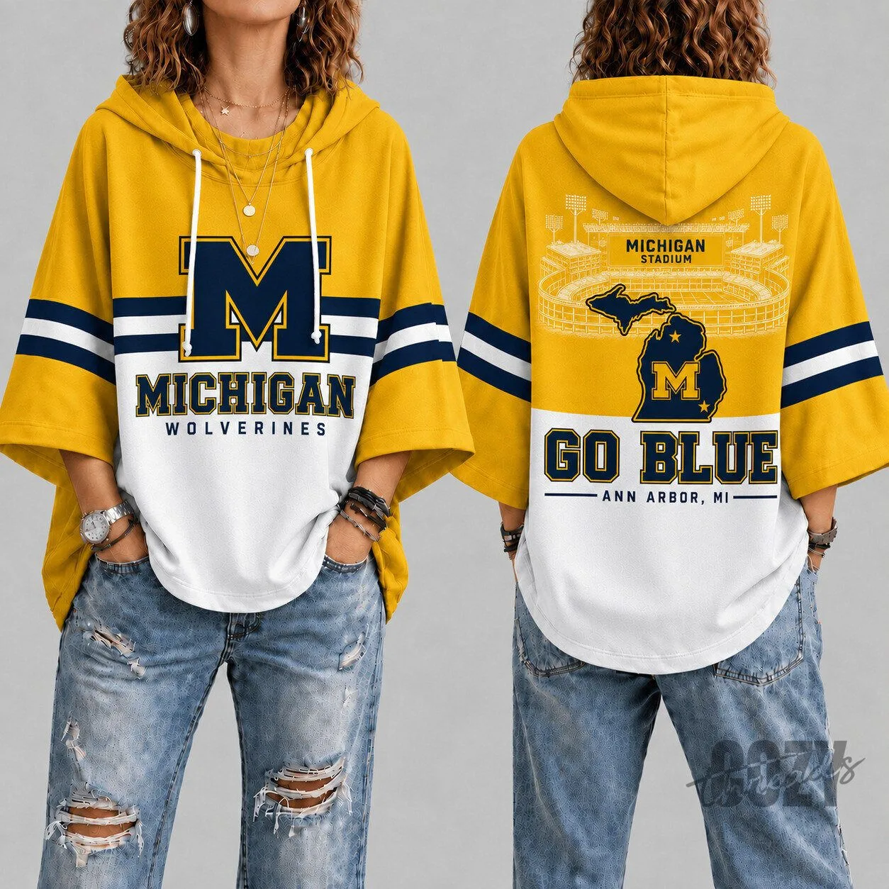 Michigan Wolverines Football Team Logo Go Blue Fan Apparel Hoodie