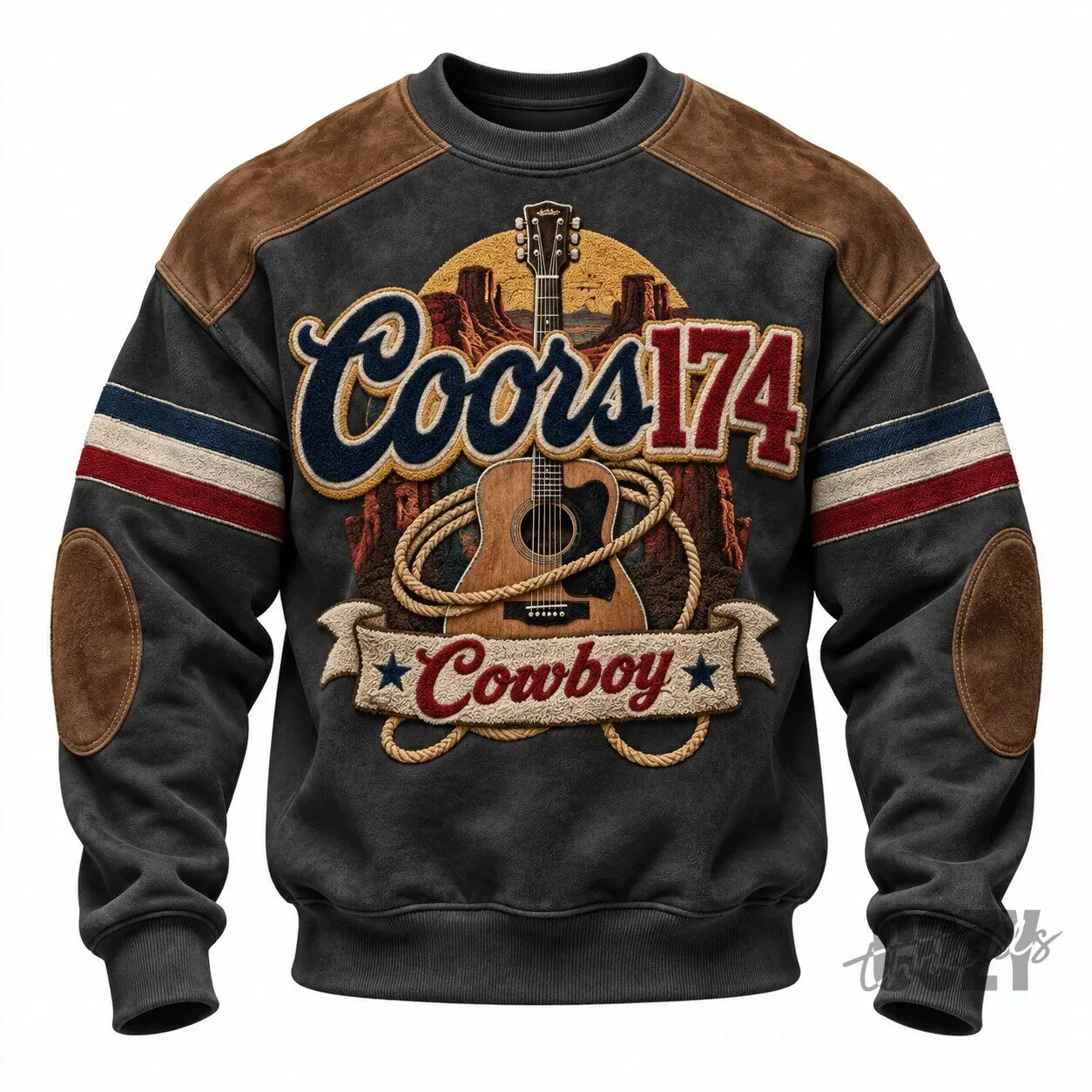 Coors 174 Cowboy Guitar Western Style Long-Sleeve Sweatshirt