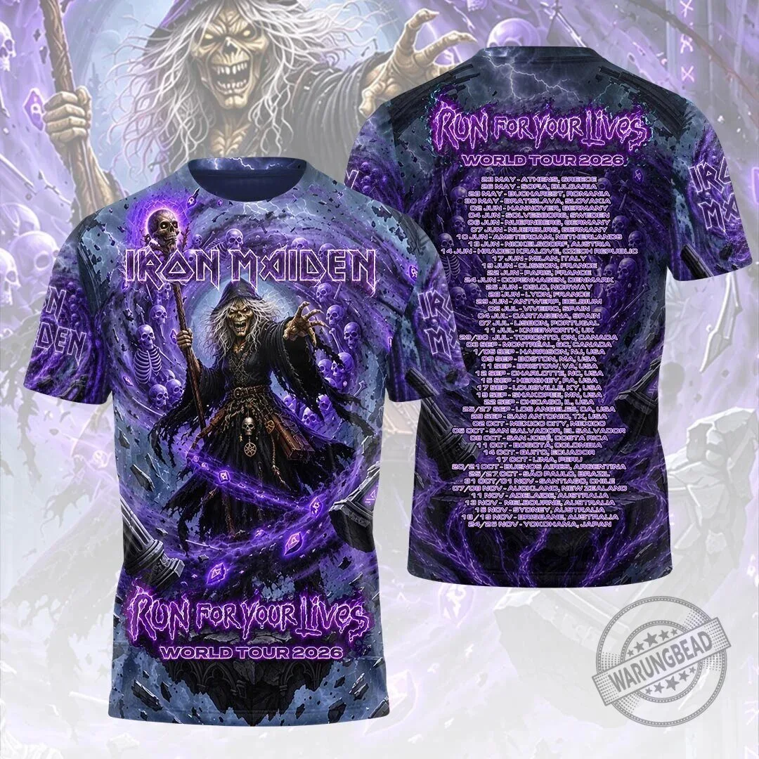 Graphic Tee for Iron Maiden's Run For Your Lives World Tour 2026