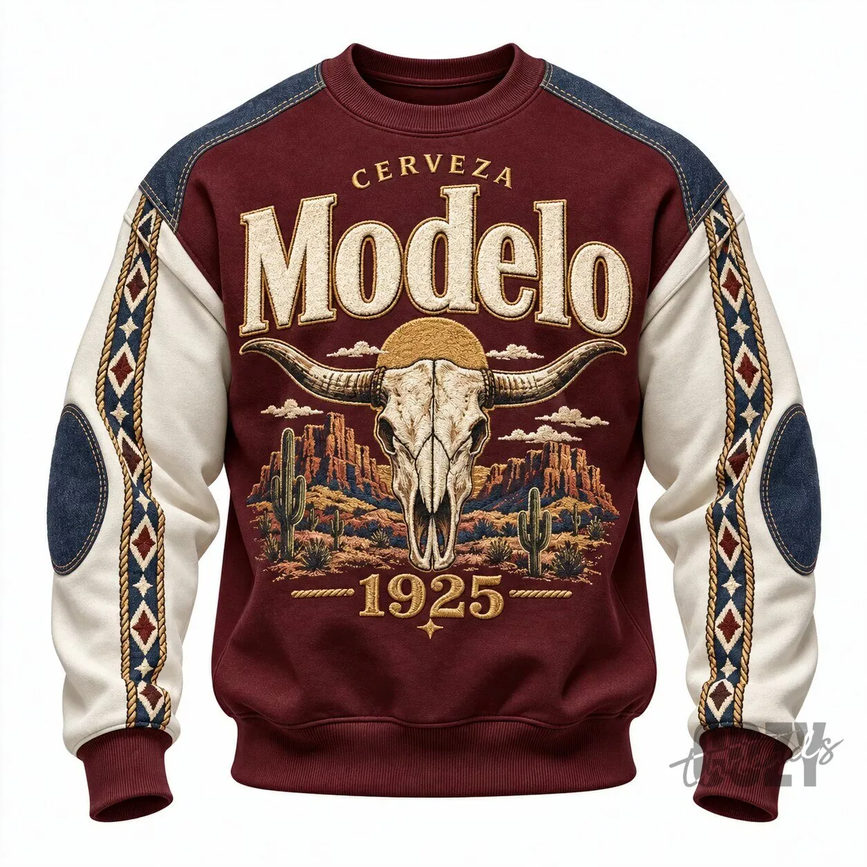 Modelo Cerveza 1925 Western Cowboy Style Crewneck Sweatshirt