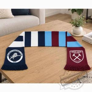 West Ham United vs Millwall FC Half and Half Scarf