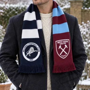 West Ham United vs Millwall FC Half and Half Scarf