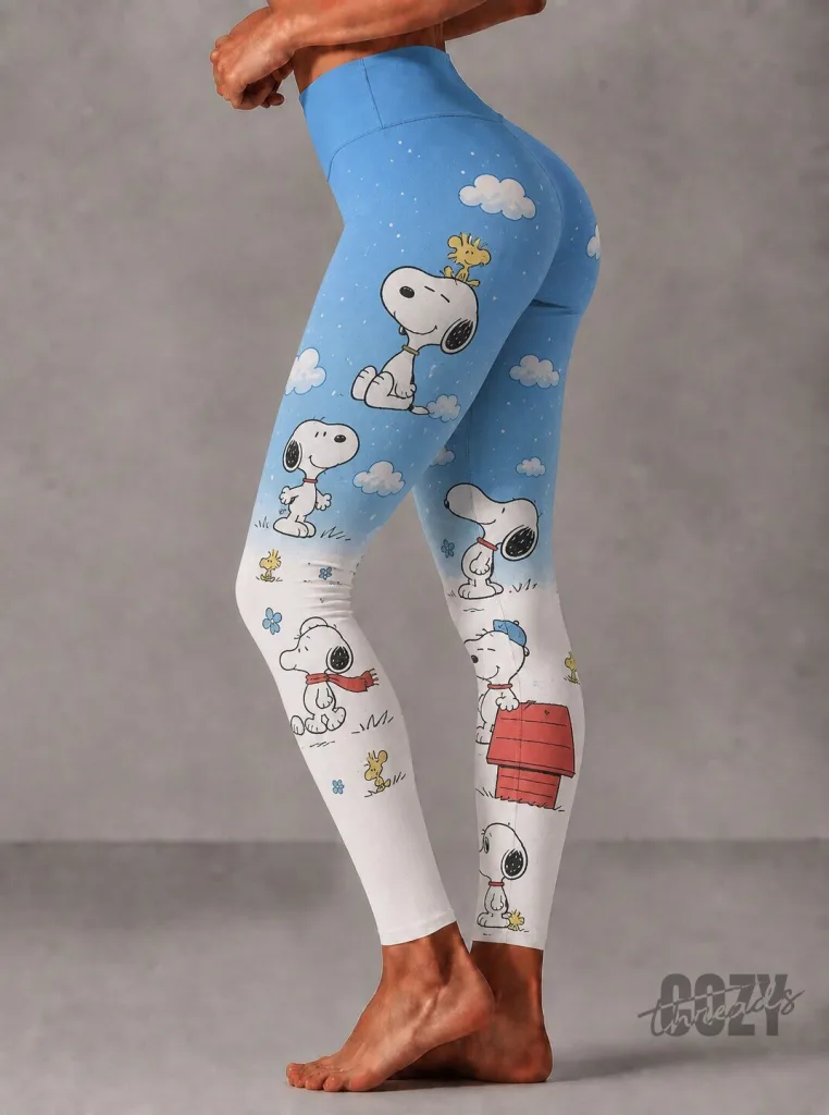 Snoopy And Woodstock Peanuts Cartoon Character Blue Sky Women's Leggings