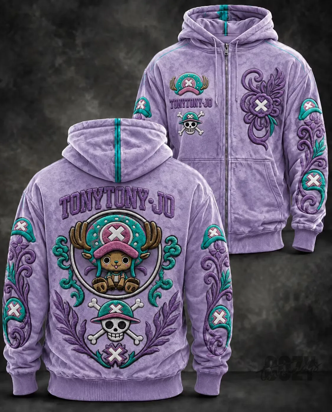 Tony Tony Chopper One Piece Anime Graphic Print Full Zip Hoodie