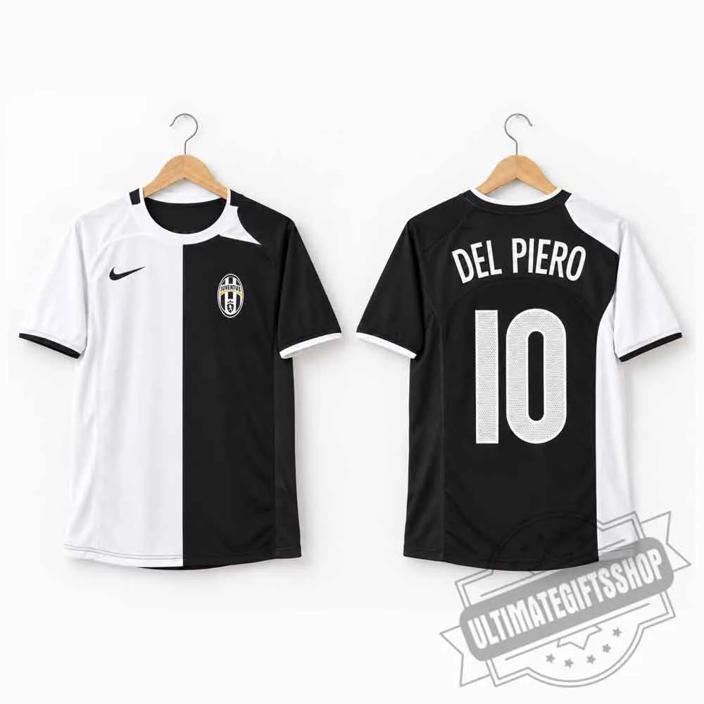 Juventus Del Piero #10 Half and Half Retro Soccer Jersey