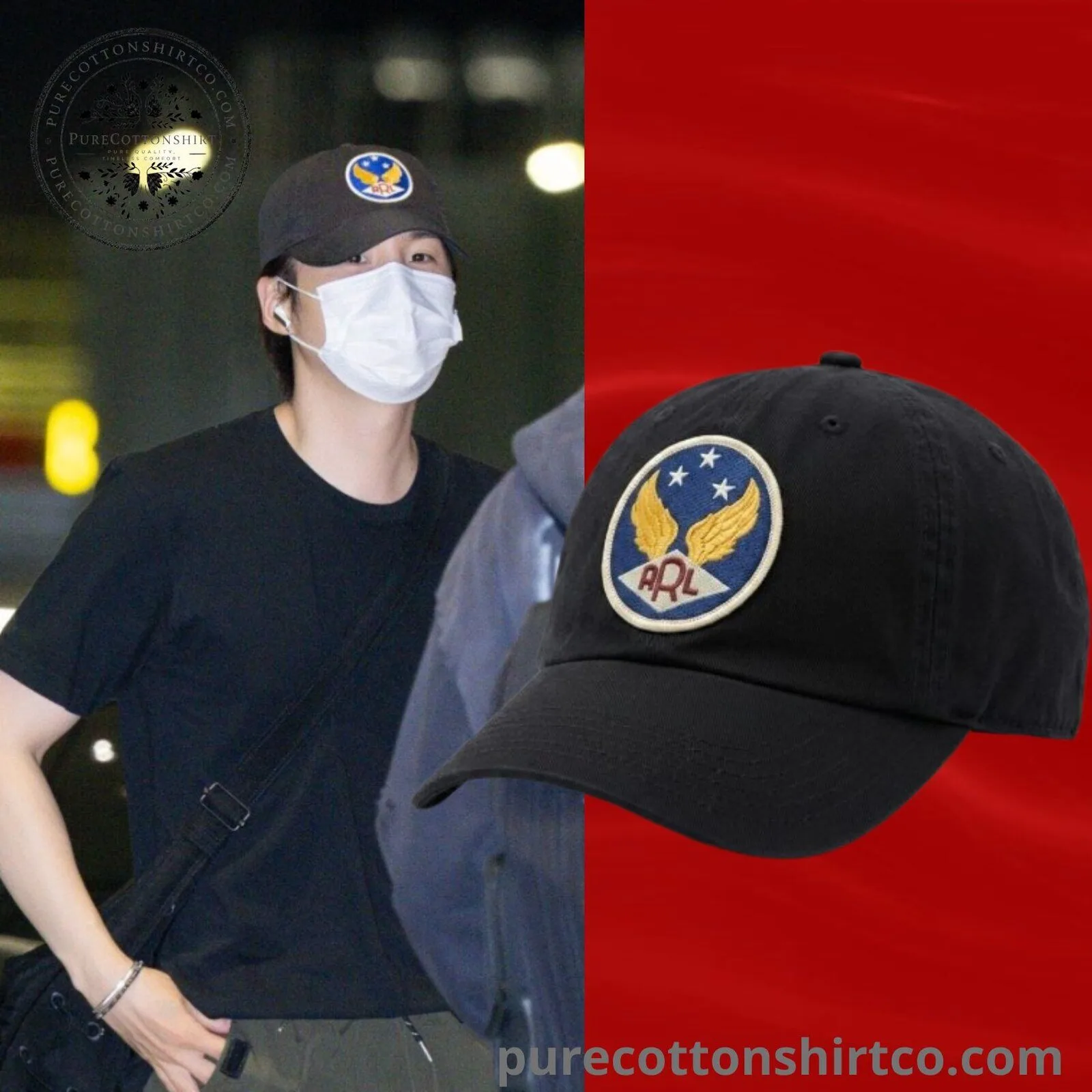 BTS Suga Yoongi Airport Fashion Inspired RRL Winged Logo Cap