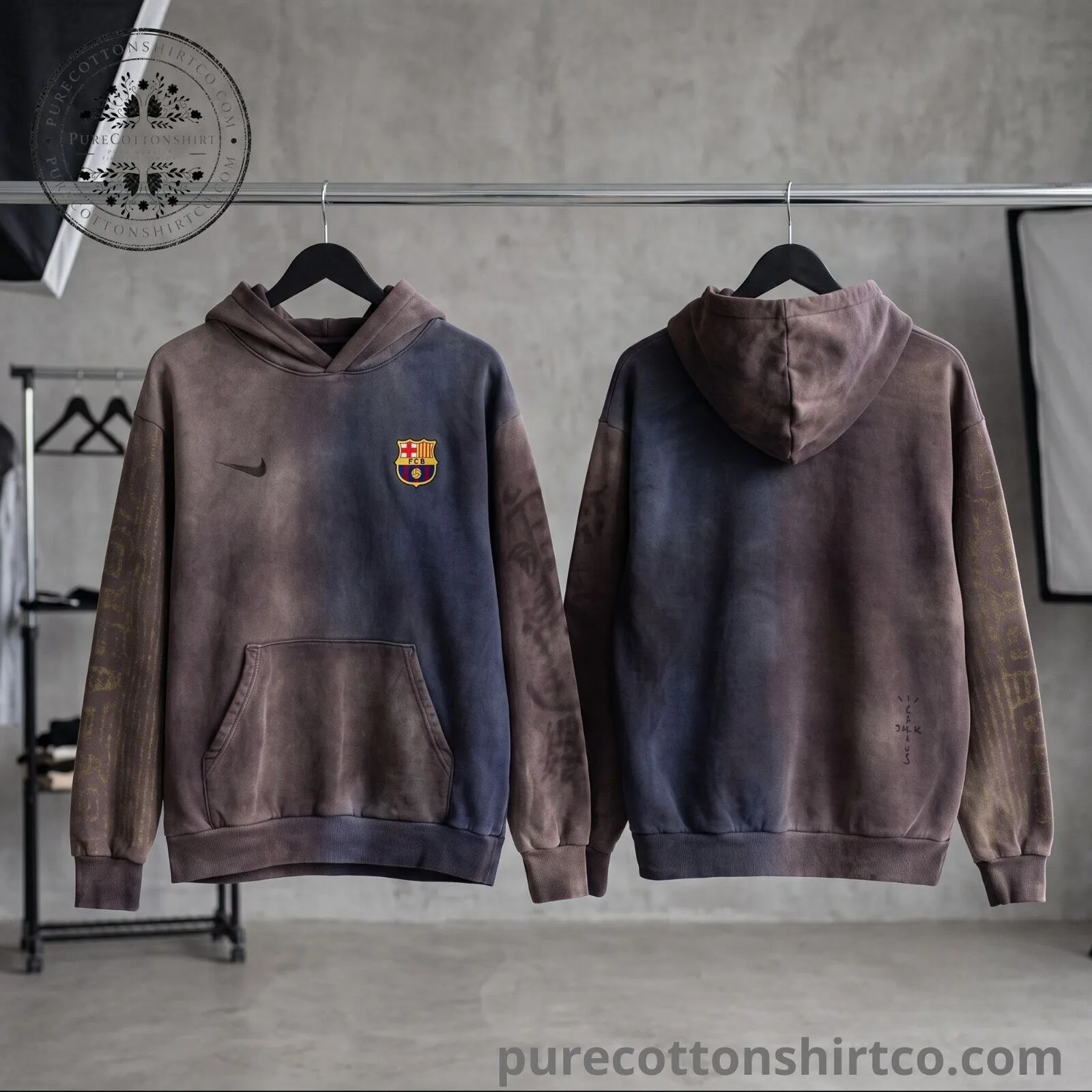 Travis Scott x FC Barcelona Washed Spray Logo Shirt Hoodie 4 Travis Scott x FC Barcelona Washed Spray Logo Shirt Hoodie