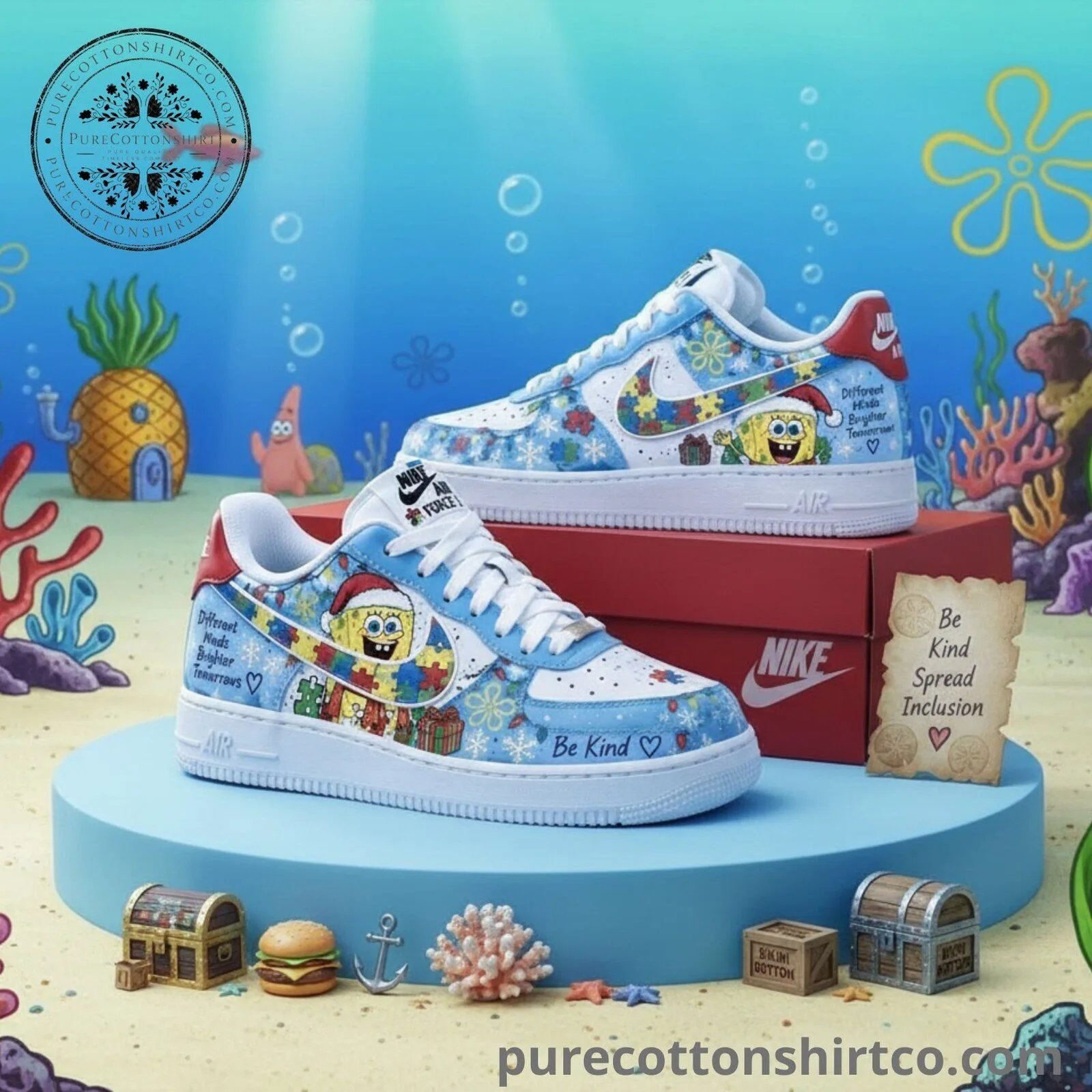 SpongeBob Christmas Autism Awareness Sneakers