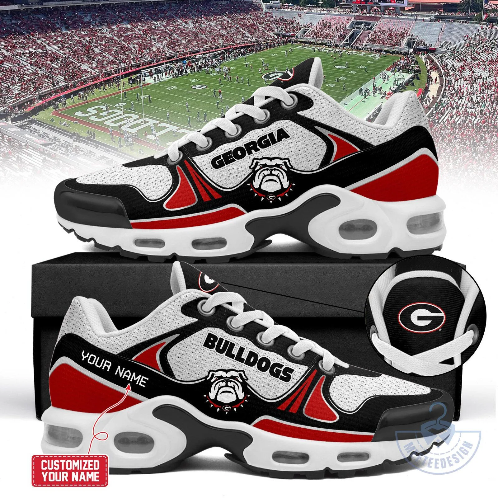 University of Georgia Bulldogs Custom Name Air Max Plus Sneakers