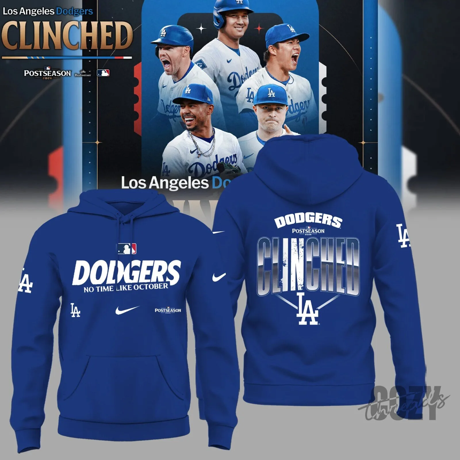 2026 Baseball Fan Hoodie for Los Angeles Dodgers Postseason Celebration