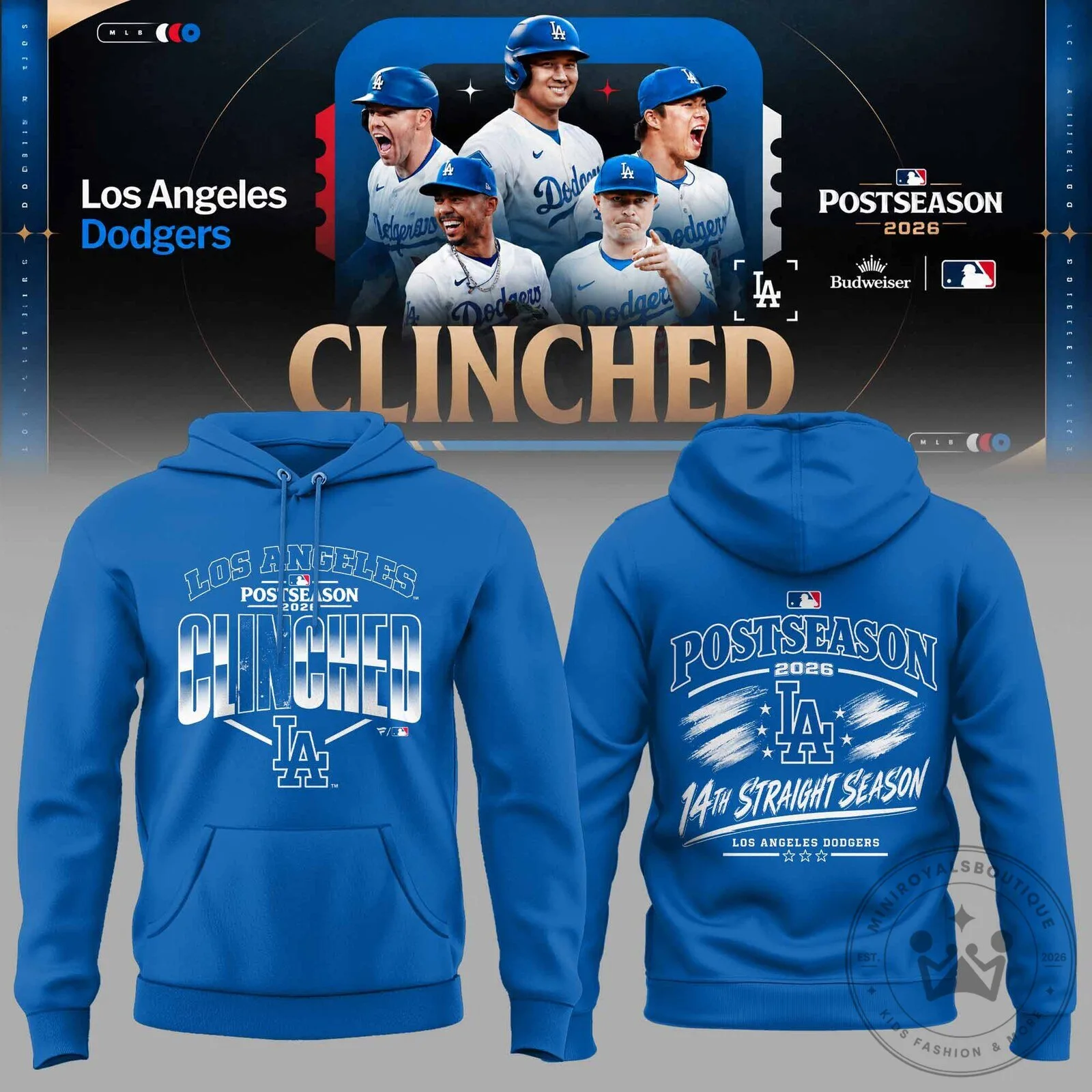 Dodgers Baseball Fan Hoodie - Clinched Postseason 2026 Los Angeles