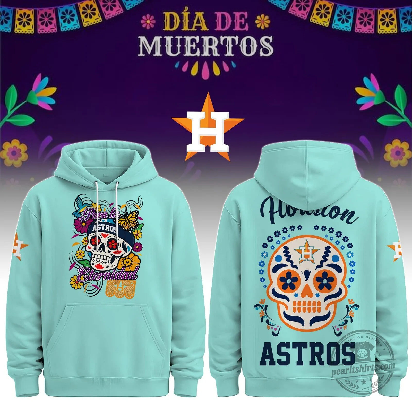 Houston Astros Day of the Dead Sugar Skull Hispanic Heritage Hoodie