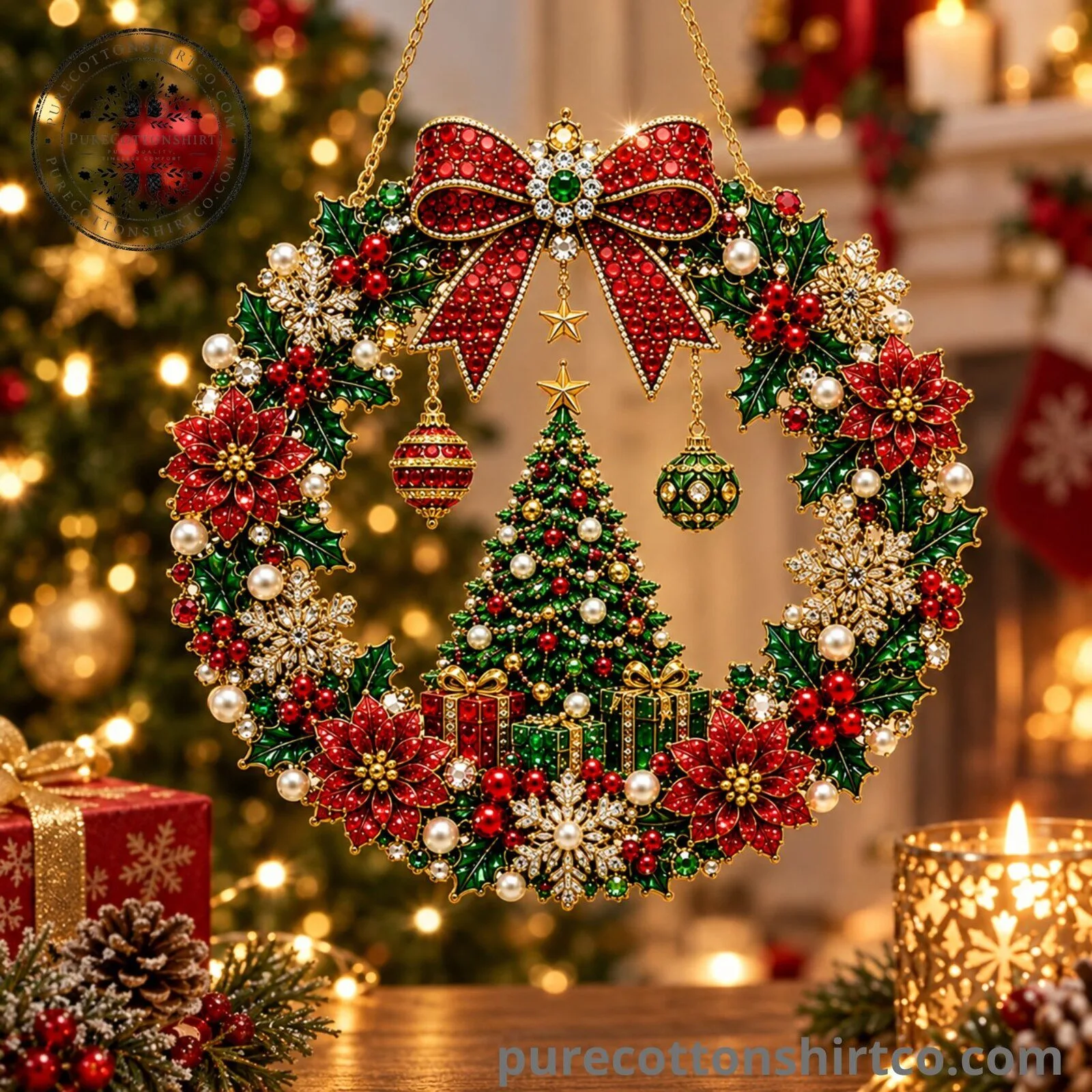 DIY Xmas Christmas Tree Pearl Art Diamond Painting Acrylic Wreath Pendant 4 DIY Xmas Christmas Tree Pearl Art Diamond Painting Acrylic Wreath Pendant