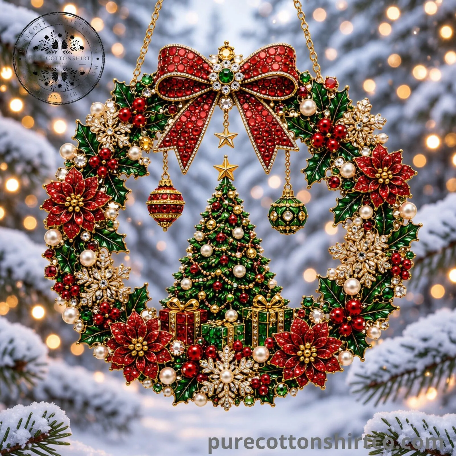 DIY Xmas Christmas Tree Pearl Art Diamond Painting Acrylic Wreath Pendant 6 DIY Xmas Christmas Tree Pearl Art Diamond Painting Acrylic Wreath Pendant