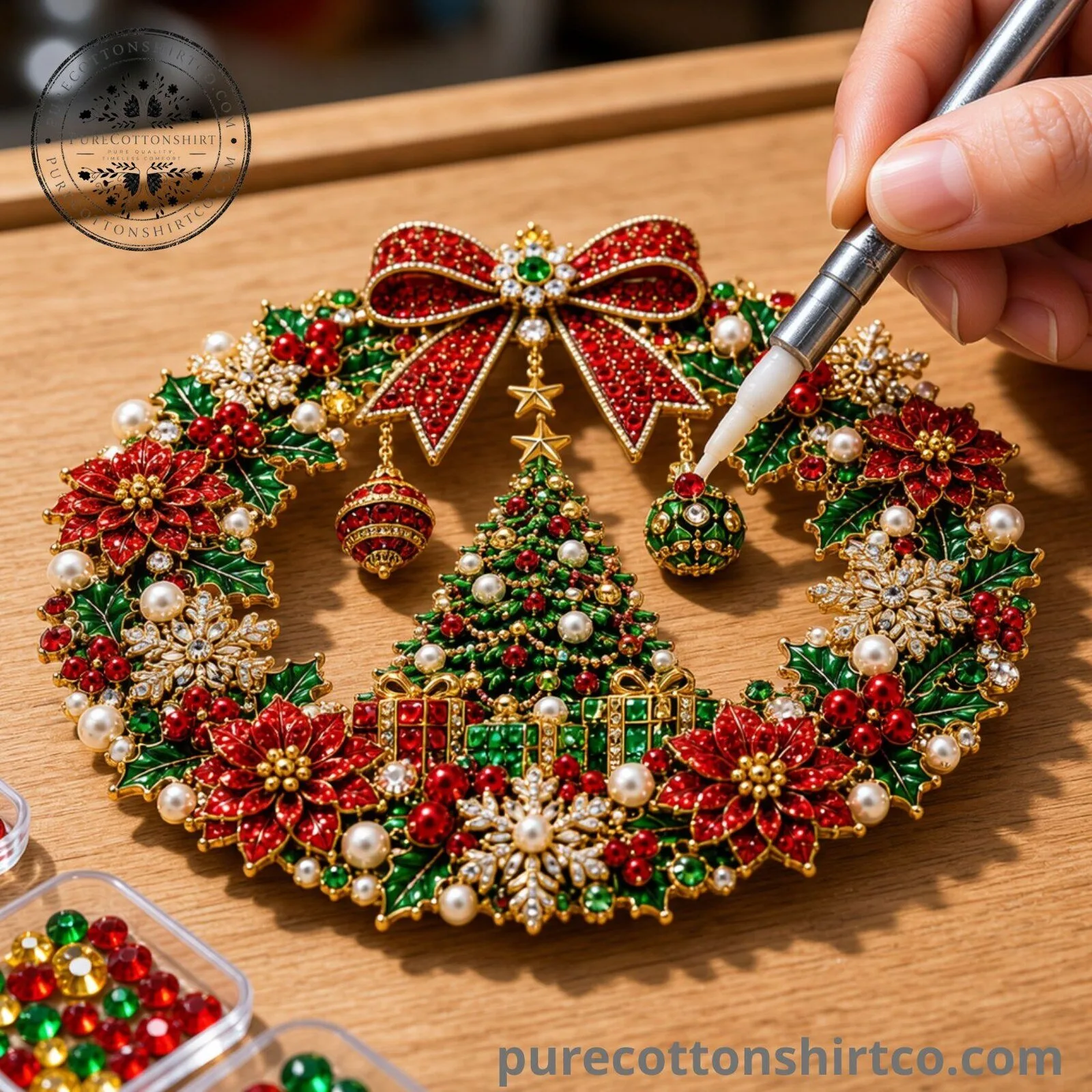 DIY Xmas Christmas Tree Pearl Art Diamond Painting Acrylic Wreath Pendant 7 DIY Xmas Christmas Tree Pearl Art Diamond Painting Acrylic Wreath Pendant