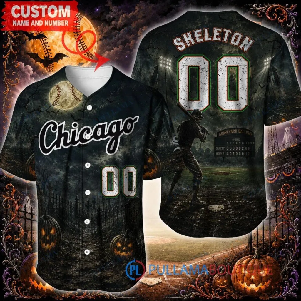 Chicago White Sox Game Halloween Graveyard Baseball Jersey Custom Name Number