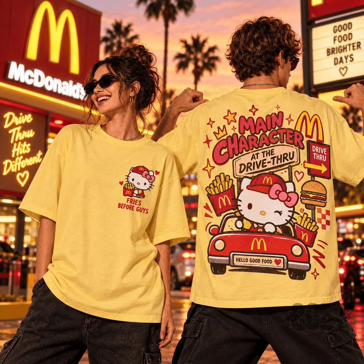 Hello Kitty McDonald's Main Character Drive Thru Graphic T-Shirt