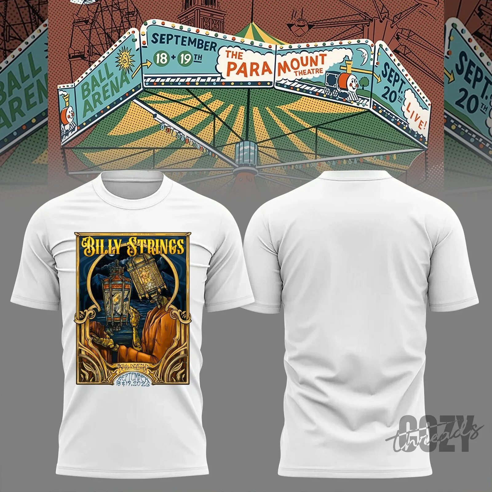 Billy Strings Paramount Theatre September 2020 Concert Tour White T-Shirt