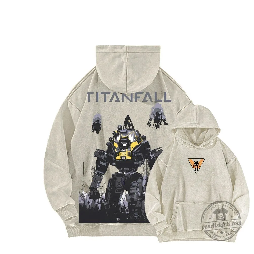 Titanfall Video Game Robot Mech Battle Washed Unisex Hoodie