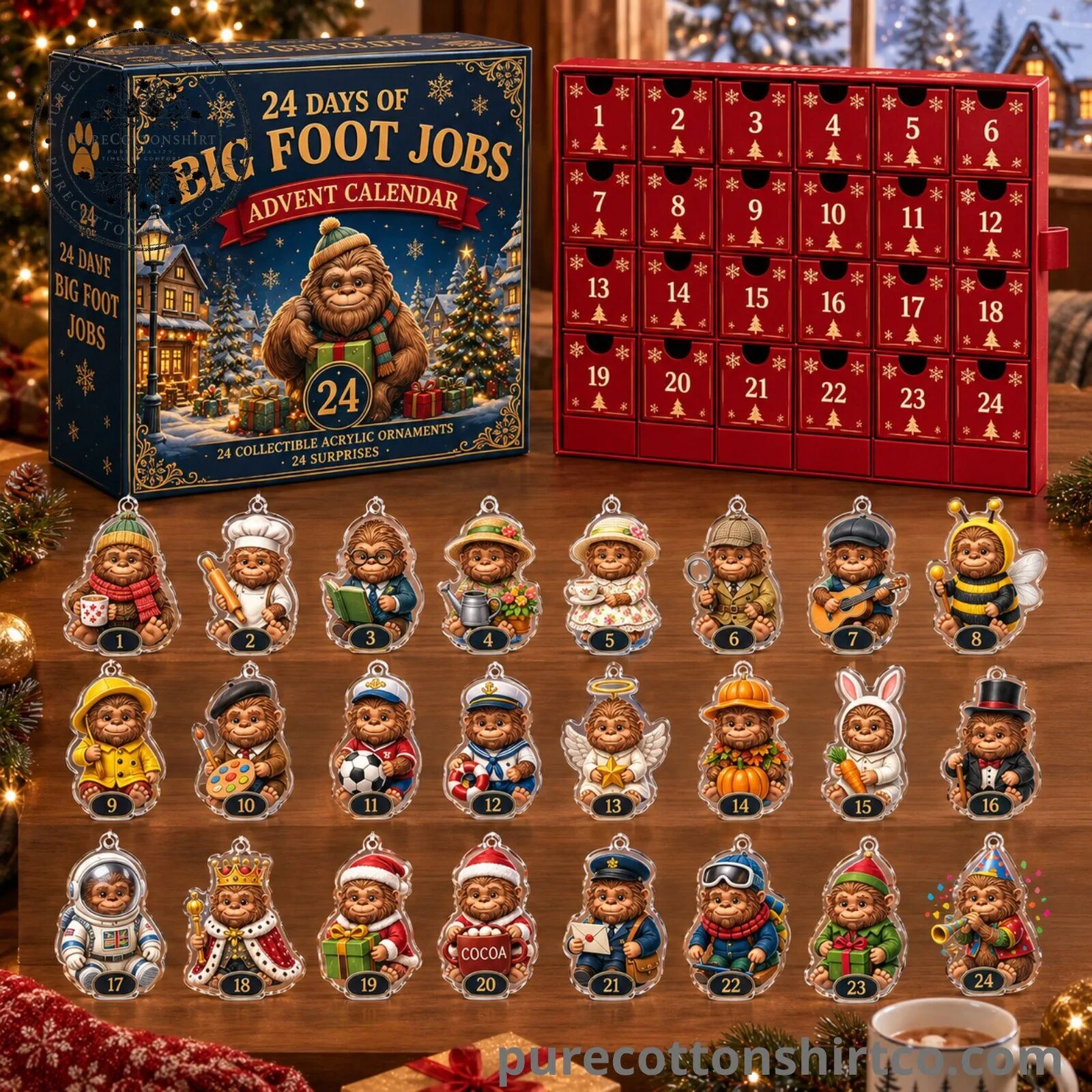 Bigfoot Jobs Christmas Advent Calendar - 24 Days 2D Flat Acrylic Ornaments Countdown Box 4 Bigfoot Jobs Christmas Advent Calendar - 24 Days 2D Flat Acrylic Ornaments Countdown Box