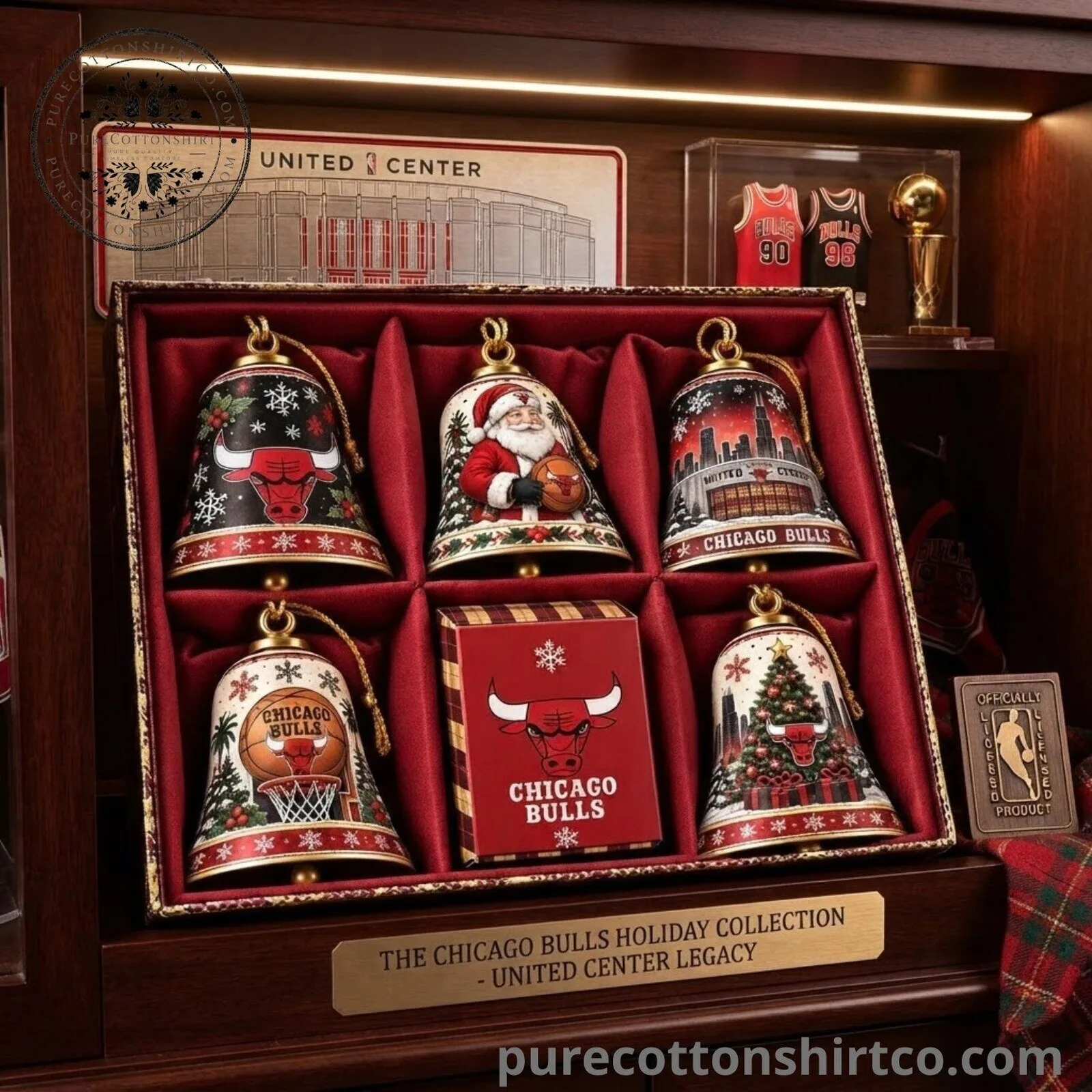 Chicago Bulls Christmas Set 5 Acrylic Ornament - 2D Flat Acrylic Bell Tree Decor Box 4 Chicago Bulls Christmas Set 5 Acrylic Ornament - 2D Flat Acrylic Bell Tree Decor Box